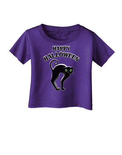 Happy Halloween Cute Black Cat Halloween Infant T-Shirt Dark-Infant T-Shirt-TooLoud-Purple-06-Months-Davson Sales