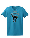 Happy Halloween Cute Black Cat Halloween Womens Dark T-Shirt-TooLoud-Turquoise-X-Small-Davson Sales