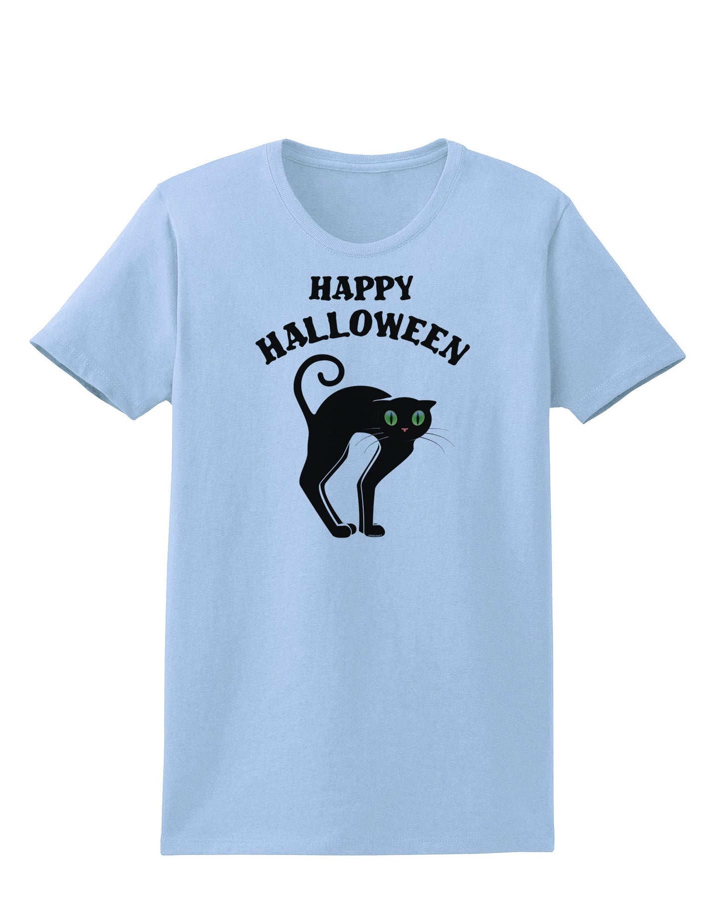 Happy Halloween Cute Black Cat Halloween Womens T-Shirt-Womens T-Shirt-TooLoud-Light-Blue-X-Small-Davson Sales