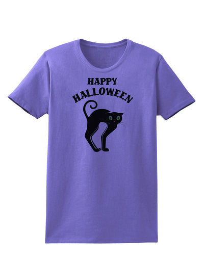 Happy Halloween Cute Black Cat Halloween Womens T-Shirt-Womens T-Shirt-TooLoud-Violet-X-Small-Davson Sales