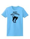 Happy Halloween Cute Black Cat Halloween Womens T-Shirt-Womens T-Shirt-TooLoud-Aquatic-Blue-X-Small-Davson Sales