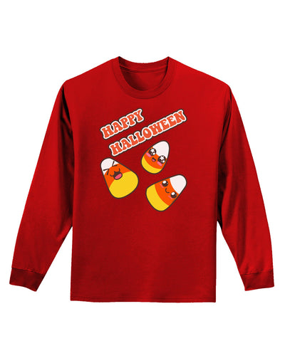 Happy Halloween Cute Candy Corn Adult Long Sleeve Dark T-Shirt-TooLoud-Red-Small-Davson Sales