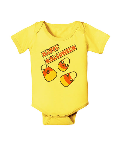 Happy Halloween Cute Candy Corn Baby Romper Bodysuit-Baby Romper-TooLoud-Yellow-06-Months-Davson Sales