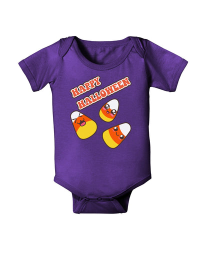 Happy Halloween Cute Candy Corn Baby Romper Bodysuit Dark-Baby Romper-TooLoud-Purple-06-Months-Davson Sales