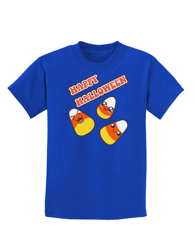 Happy Halloween Cute Candy Corn Childrens Dark T-Shirt-Childrens T-Shirt-TooLoud-Royal-Blue-X-Small-Davson Sales