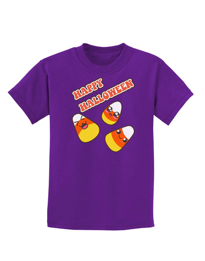 Happy Halloween Cute Candy Corn Childrens Dark T-Shirt-Childrens T-Shirt-TooLoud-Purple-X-Small-Davson Sales