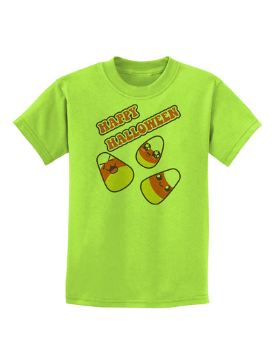 Happy Halloween Cute Candy Corn Childrens T-Shirt-Childrens T-Shirt-TooLoud-Lime-Green-X-Small-Davson Sales