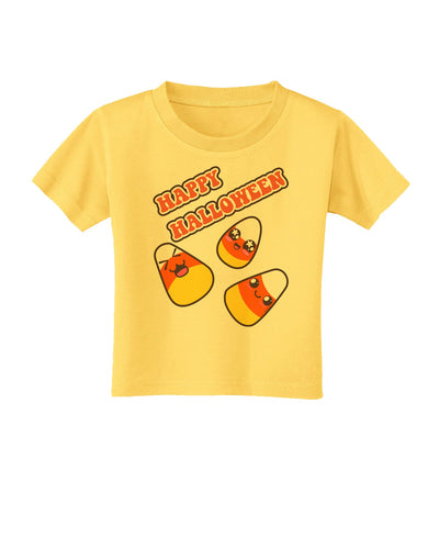 Happy Halloween Cute Candy Corn Toddler T-Shirt-Toddler T-Shirt-TooLoud-Yellow-2T-Davson Sales