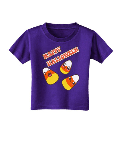 Happy Halloween Cute Candy Corn Toddler T-Shirt Dark-Toddler T-Shirt-TooLoud-Purple-2T-Davson Sales