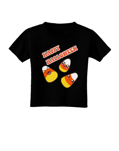 Happy Halloween Cute Candy Corn Toddler T-Shirt Dark-Toddler T-Shirt-TooLoud-Black-2T-Davson Sales