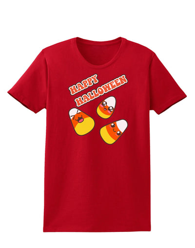 Happy Halloween Cute Candy Corn Womens Dark T-Shirt-TooLoud-Red-X-Small-Davson Sales