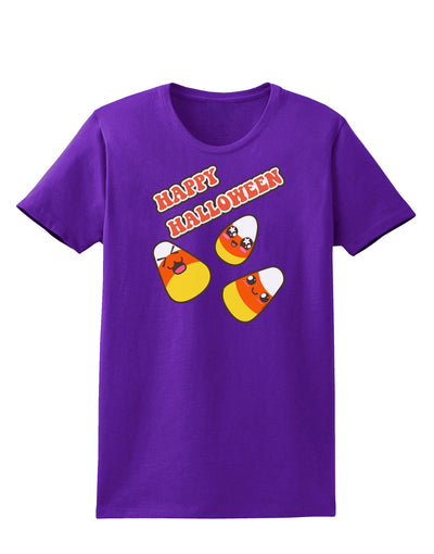 Happy Halloween Cute Candy Corn Womens Dark T-Shirt-TooLoud-Purple-X-Small-Davson Sales