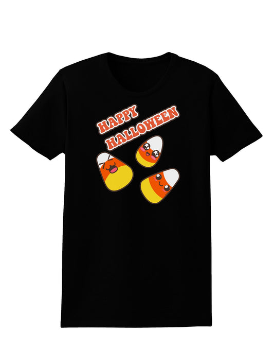 Happy Halloween Cute Candy Corn Womens Dark T-Shirt-TooLoud-Black-X-Small-Davson Sales