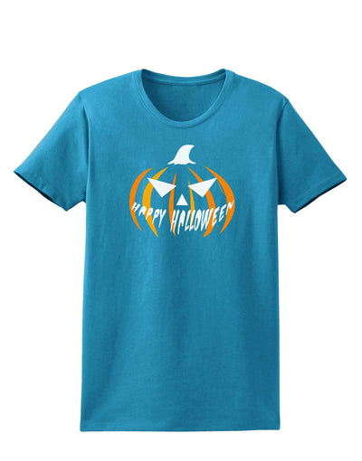 Happy Halloween Jack Womens Dark T-Shirt-TooLoud-Turquoise-X-Small-Davson Sales