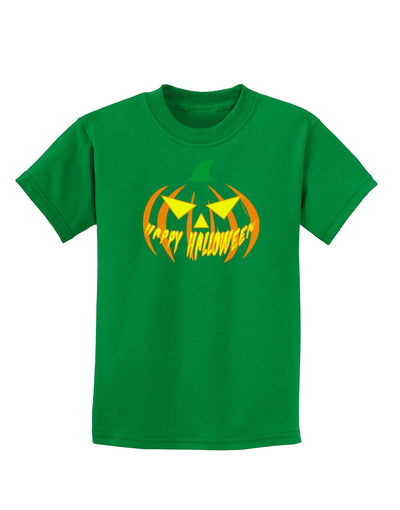 Happy Halloween Jack Yellow Childrens Dark T-Shirt-Childrens T-Shirt-TooLoud-Kelly-Green-X-Small-Davson Sales