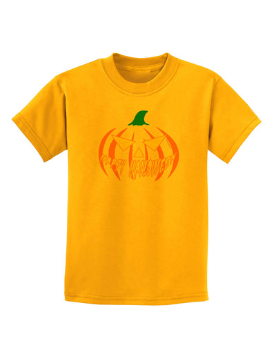 Happy Halloween Jack Yellow Childrens T-Shirt-Childrens T-Shirt-TooLoud-Gold-X-Small-Davson Sales