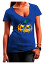 Happy Halloween Jack Yellow Juniors V-Neck Dark T-Shirt-Womens V-Neck T-Shirts-TooLoud-Royal-Blue-Juniors Fitted Small-Davson Sales