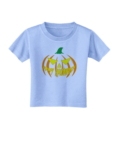 Happy Halloween Jack Yellow Toddler T-Shirt-Toddler T-Shirt-TooLoud-Aquatic-Blue-2T-Davson Sales