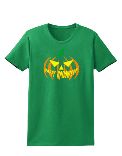 Happy Halloween Jack Yellow Womens Dark T-Shirt-TooLoud-Kelly-Green-X-Small-Davson Sales