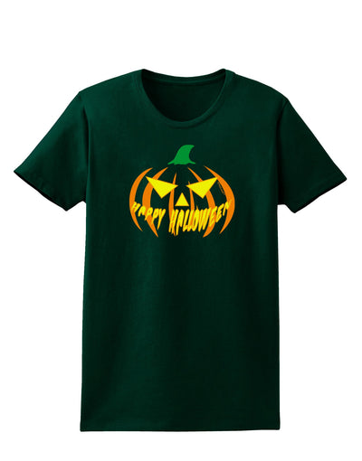 Happy Halloween Jack Yellow Womens Dark T-Shirt-TooLoud-Forest-Green-Small-Davson Sales