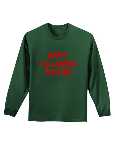 Happy Halloween Witches Blood Red Adult Long Sleeve Dark T-Shirt-TooLoud-Dark-Green-Small-Davson Sales