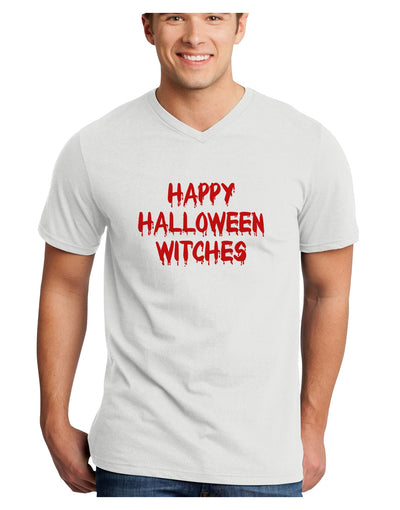 Happy Halloween Witches Blood Red Adult V-Neck T-shirt-Mens V-Neck T-Shirt-TooLoud-White-Small-Davson Sales