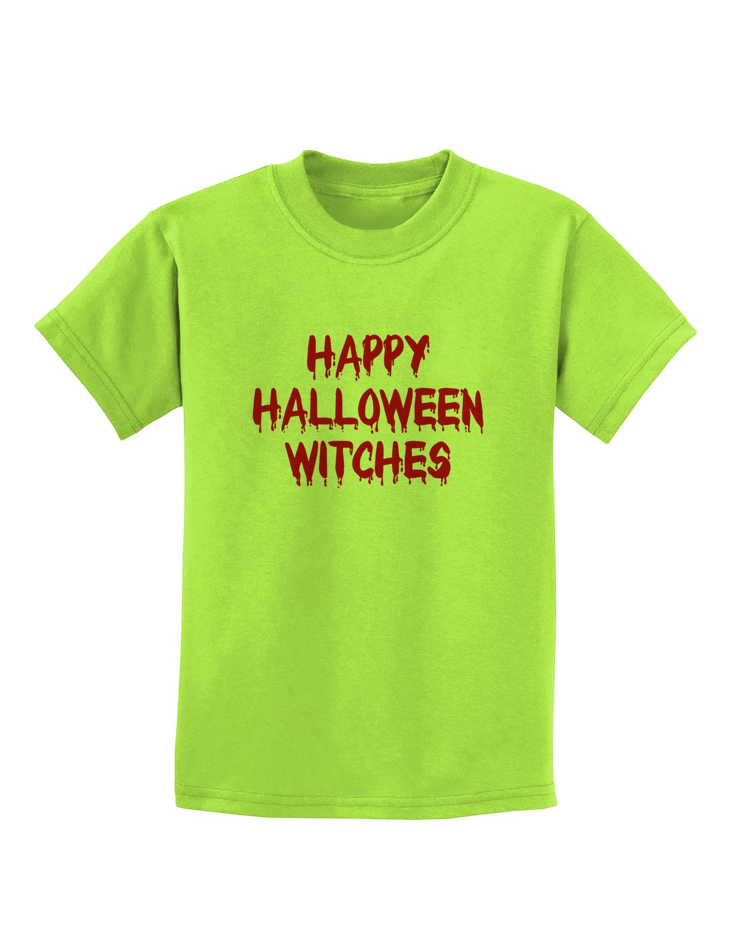 Happy Halloween Witches Blood Red Childrens T-Shirt-Childrens T-Shirt-TooLoud-Lime-Green-X-Small-Davson Sales