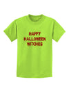 Happy Halloween Witches Blood Red Childrens T-Shirt-Childrens T-Shirt-TooLoud-Lime-Green-X-Small-Davson Sales