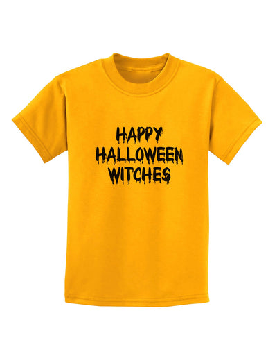 Happy Halloween Witches Childrens T-Shirt-Childrens T-Shirt-TooLoud-Gold-X-Small-Davson Sales