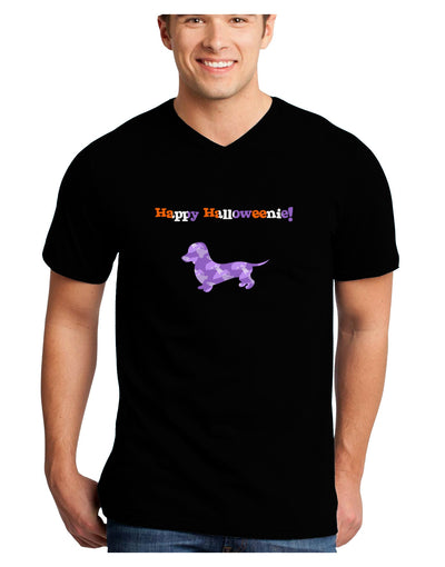 Happy Halloweenie Doxie Dog Halloween Adult Dark V-Neck T-Shirt-TooLoud-Black-Small-Davson Sales