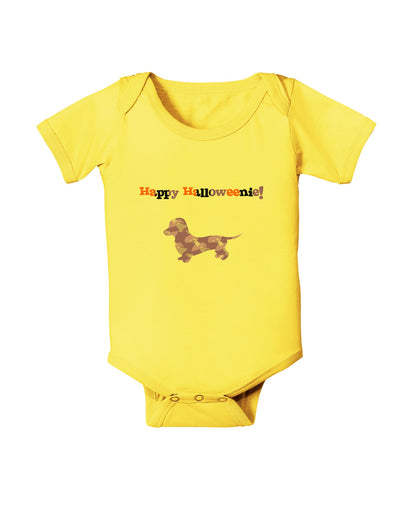 Happy Halloweenie Doxie Dog Halloween Baby Romper Bodysuit-Baby Romper-TooLoud-Yellow-06-Months-Davson Sales