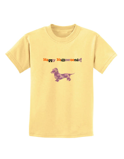 Happy Halloweenie Doxie Dog Halloween Childrens T-Shirt-Childrens T-Shirt-TooLoud-Daffodil-Yellow-X-Small-Davson Sales