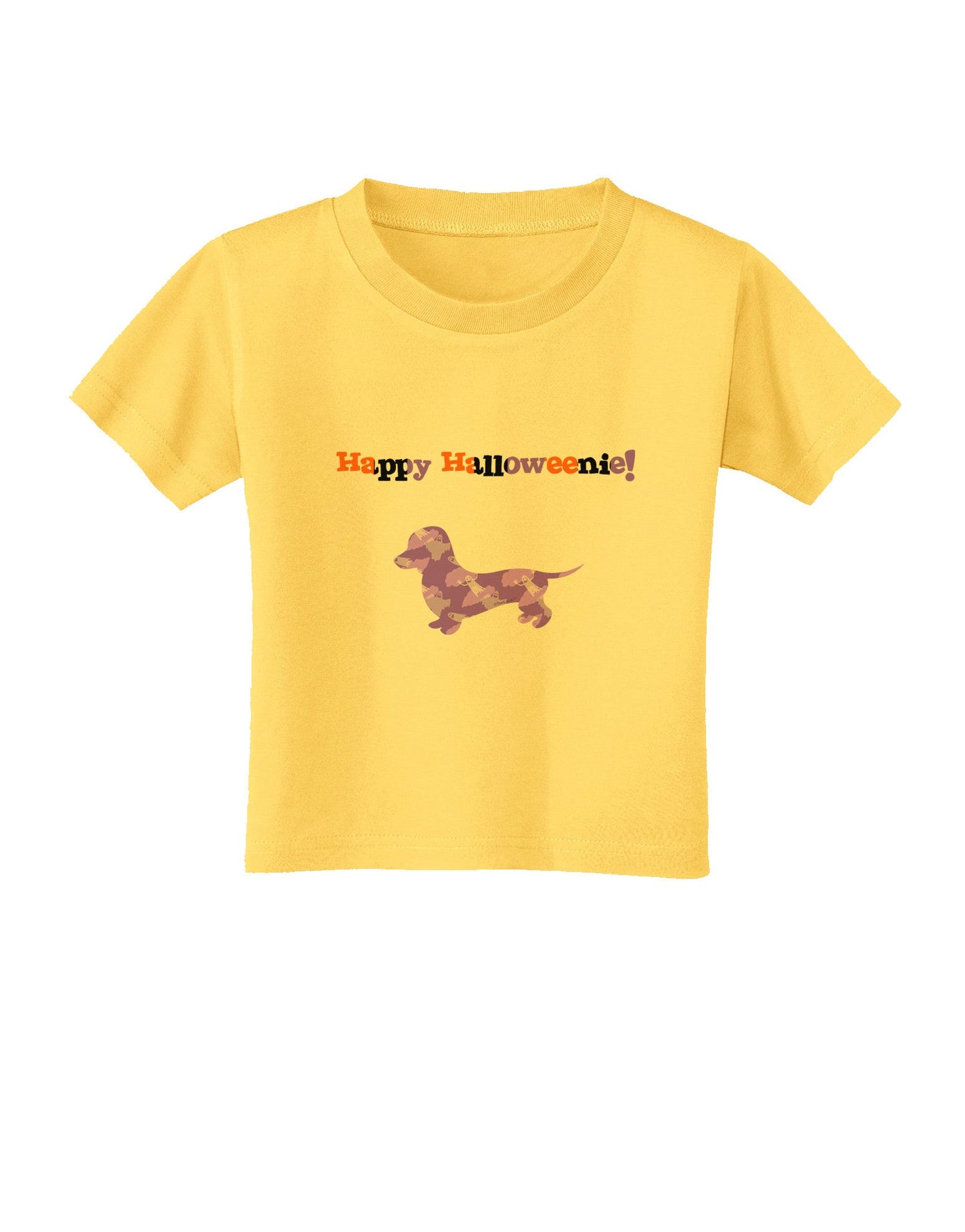 Happy Halloweenie Doxie Dog Halloween Toddler T-Shirt-Toddler T-Shirt-TooLoud-Yellow-2T-Davson Sales