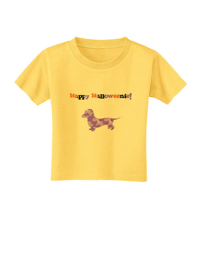 Happy Halloweenie Doxie Dog Halloween Toddler T-Shirt-Toddler T-Shirt-TooLoud-Yellow-2T-Davson Sales