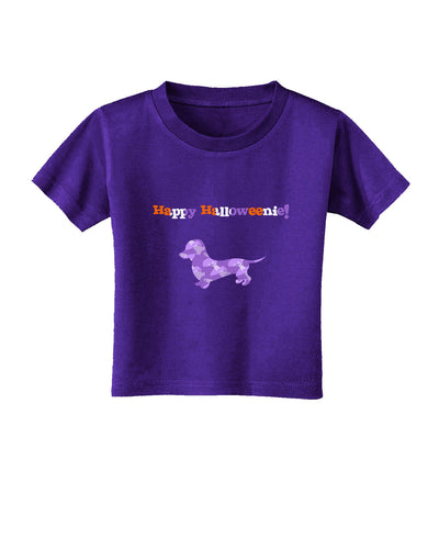 Happy Halloweenie Doxie Dog Halloween Toddler T-Shirt Dark-Toddler T-Shirt-TooLoud-Purple-2T-Davson Sales