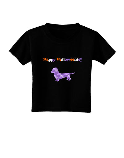 Happy Halloweenie Doxie Dog Halloween Toddler T-Shirt Dark-Toddler T-Shirt-TooLoud-Black-2T-Davson Sales