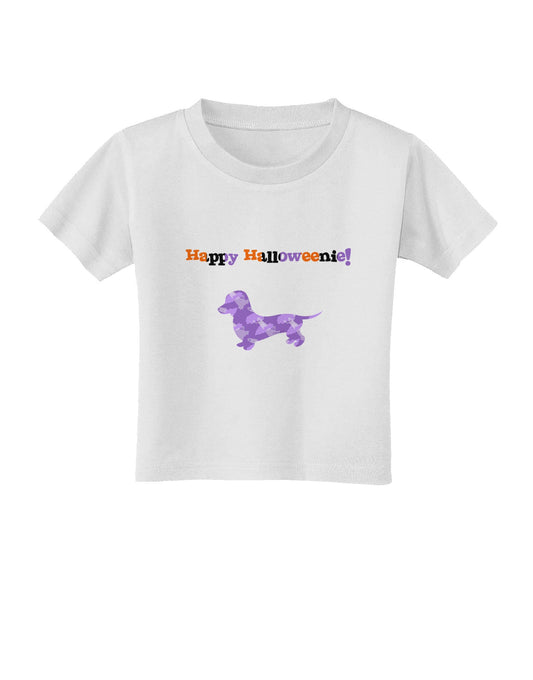 Happy Halloweenie Doxie Dog Halloween Toddler T-Shirt-Toddler T-Shirt-TooLoud-White-2T-Davson Sales