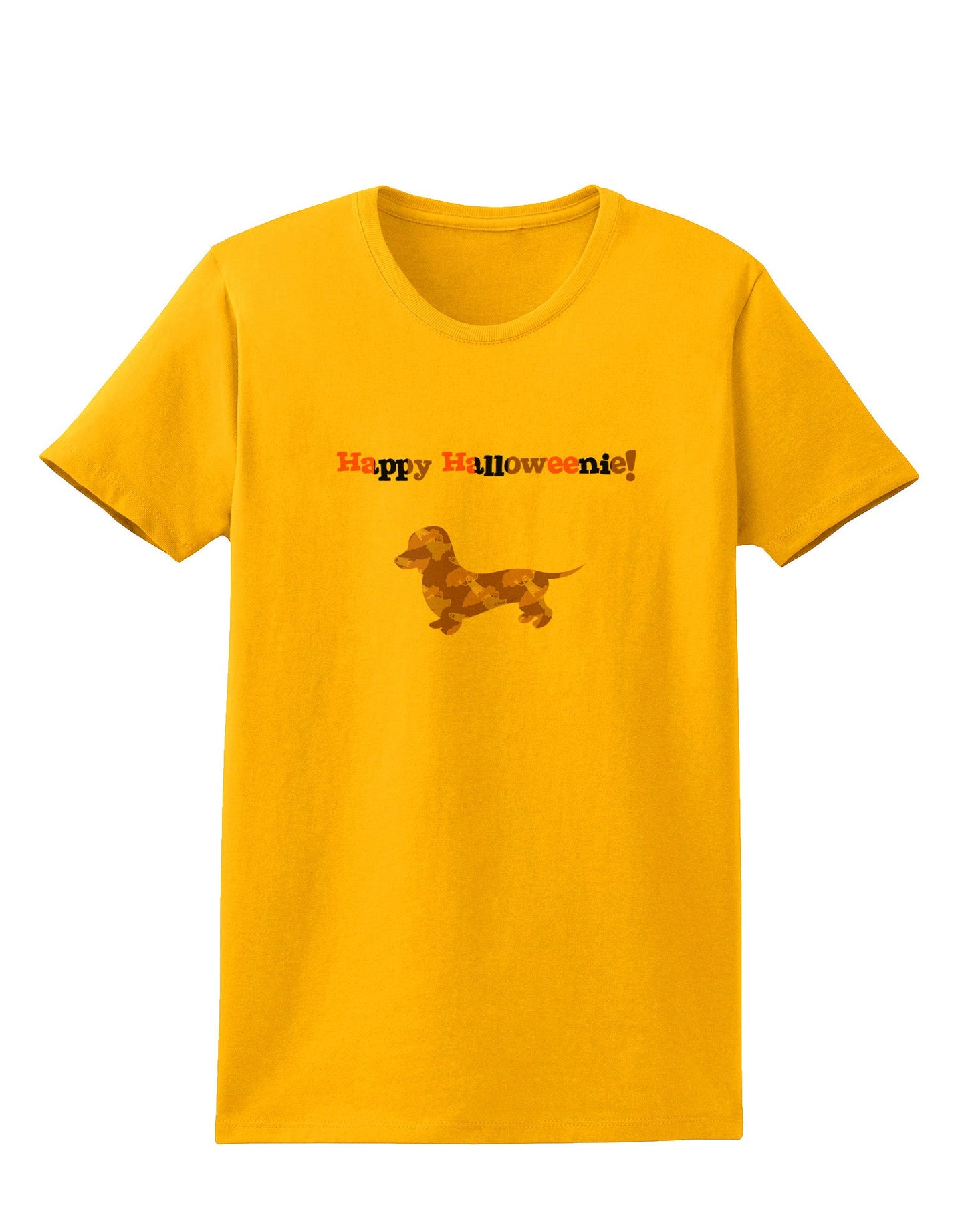 Happy Halloweenie Doxie Dog Halloween Womens T-Shirt-Womens T-Shirt-TooLoud-Gold-X-Small-Davson Sales