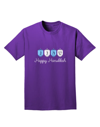 Happy Hanukkah Blue Dreidels Adult Dark T-Shirt-Mens T-Shirt-TooLoud-Purple-Small-Davson Sales