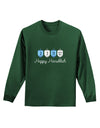 Happy Hanukkah Blue Dreidels Adult Long Sleeve Dark T-Shirt-TooLoud-Dark-Green-Small-Davson Sales