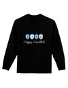 Happy Hanukkah Blue Dreidels Adult Long Sleeve Dark T-Shirt-TooLoud-Black-Small-Davson Sales