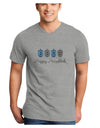 Happy Hanukkah Blue Dreidels Adult V-Neck T-shirt-Mens V-Neck T-Shirt-TooLoud-HeatherGray-Small-Davson Sales