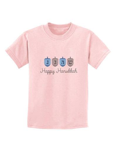 Happy Hanukkah Blue Dreidels Childrens T-Shirt-Childrens T-Shirt-TooLoud-PalePink-X-Small-Davson Sales