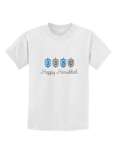 Happy Hanukkah Blue Dreidels Childrens T-Shirt-Childrens T-Shirt-TooLoud-White-X-Small-Davson Sales