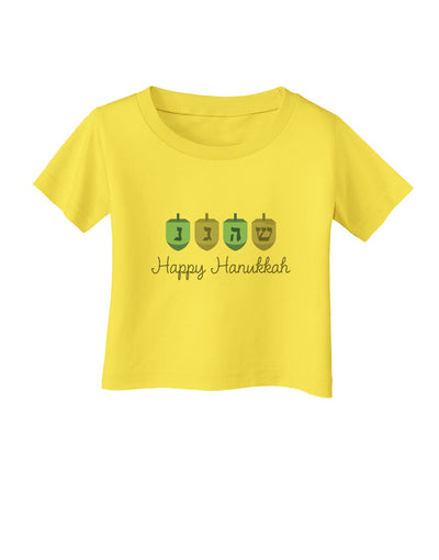 Happy Hanukkah Blue Dreidels Infant T-Shirt-Infant T-Shirt-TooLoud-Yellow-06-Months-Davson Sales