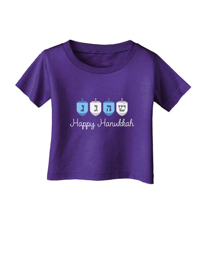 Happy Hanukkah Blue Dreidels Infant T-Shirt Dark-Infant T-Shirt-TooLoud-Purple-06-Months-Davson Sales