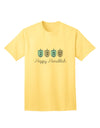 Happy Hanukkah Blue Dreidels - Premium Adult T-Shirt for Festive Celebrations-Mens T-shirts-TooLoud-Yellow-Small-Davson Sales