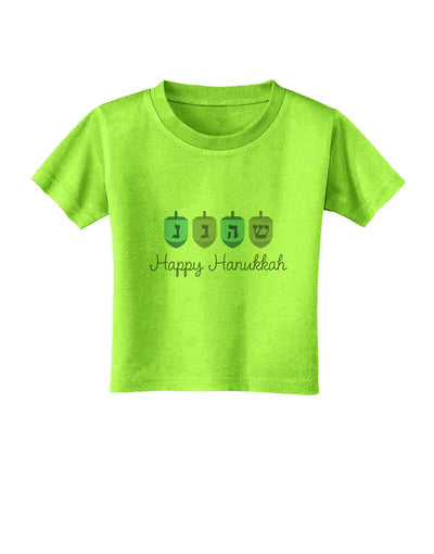 Happy Hanukkah Blue Dreidels Toddler T-Shirt-Toddler T-Shirt-TooLoud-Lime-Green-2T-Davson Sales