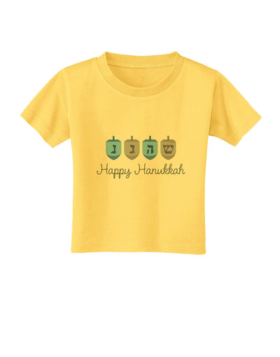 Happy Hanukkah Blue Dreidels Toddler T-Shirt-Toddler T-Shirt-TooLoud-Yellow-2T-Davson Sales