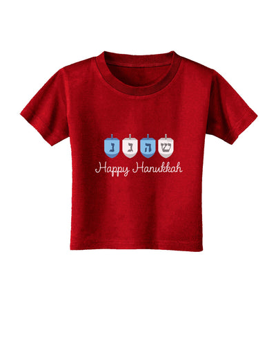 Happy Hanukkah Blue Dreidels Toddler T-Shirt Dark-Toddler T-Shirt-TooLoud-Clover-Green-2T-Davson Sales